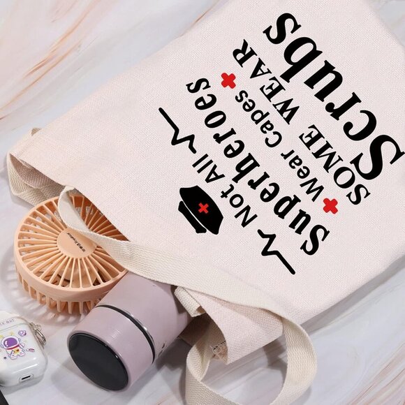 Nursing Gift Tote Bag Polyester Large Capacity Not All Superheroes Wear Capes - Picture 4 of 5